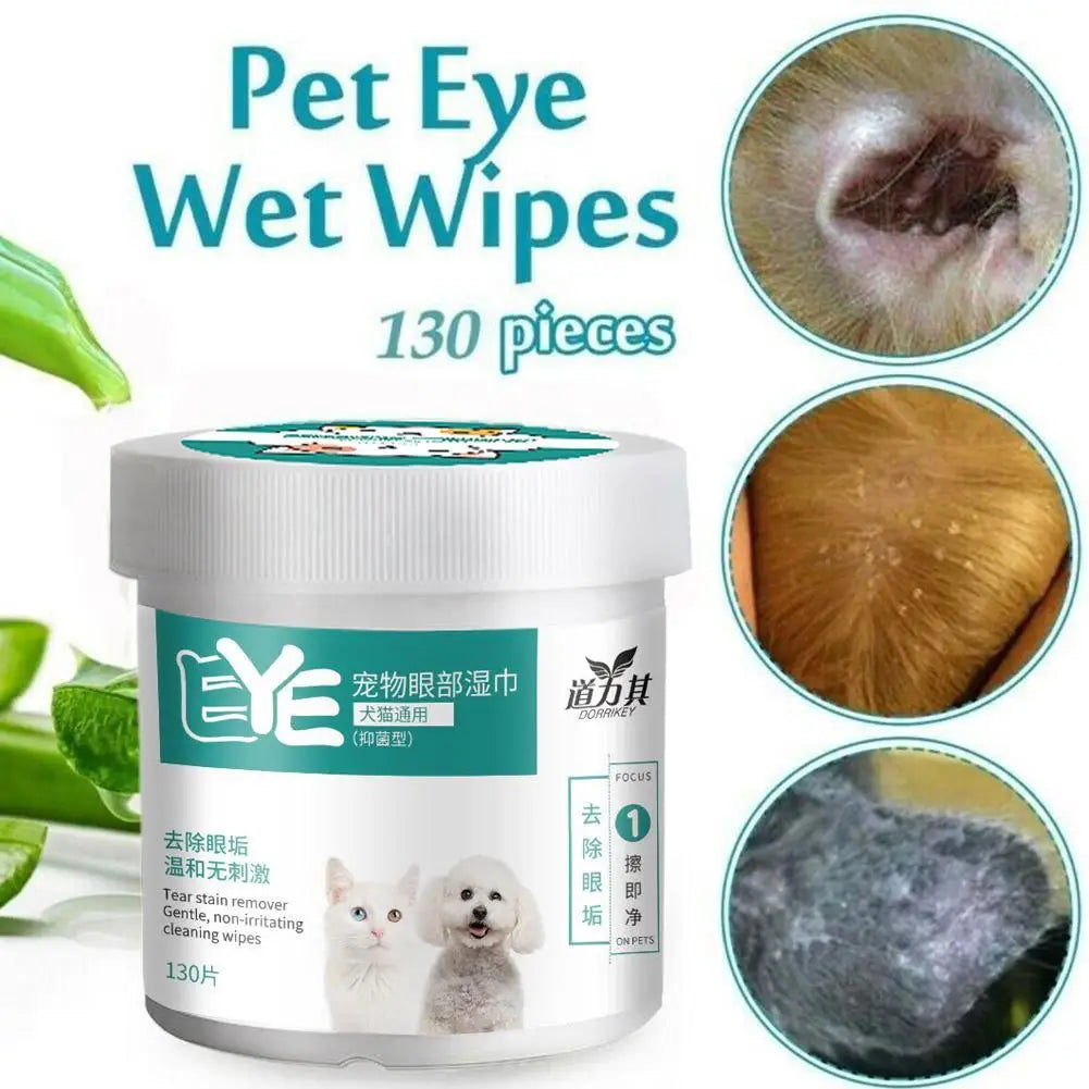Pet Eye Wipes Dogs & Cats – 130ct Tear Stain Remover Wipes