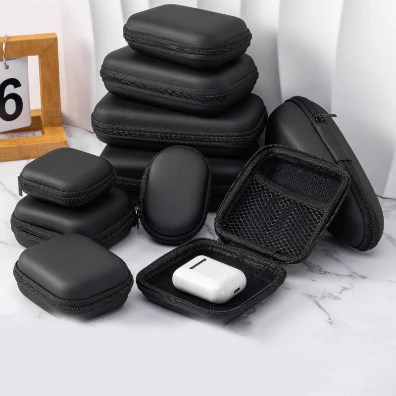 Artificial Leather Earphone Charger Case Data Cable U Disk Organizer