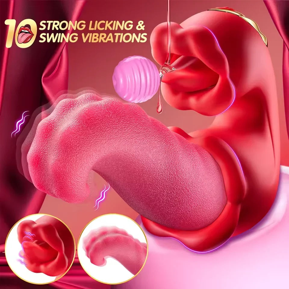 Tongue Licking Vibrator Female Powerful G-spot Vagina Massager Dildo