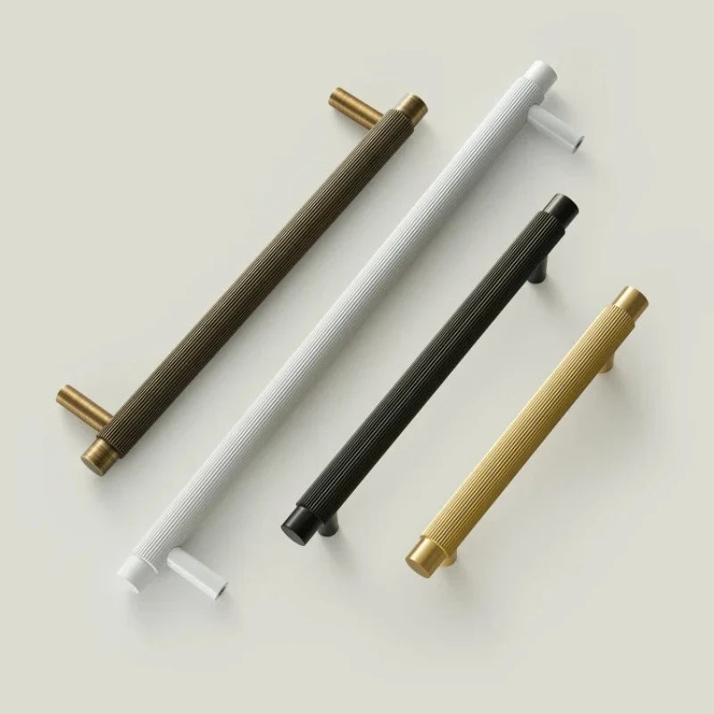 Solid Brass Linear T-Bar Cabinet Handle & Drawer Pull | Multi-Size