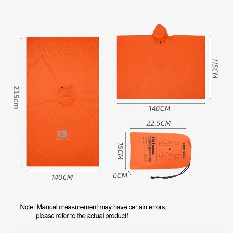3-in-1 Waterproof Rain Poncho – Hiking, Camping & Travel