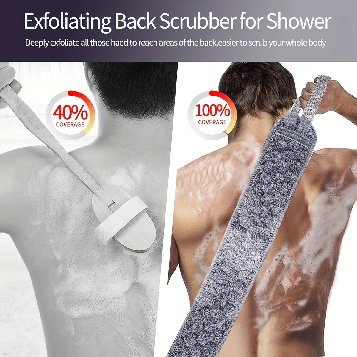 3-Piece Exfoliating Body Scrubber Set – Back Scrubber, Glove & Loofah