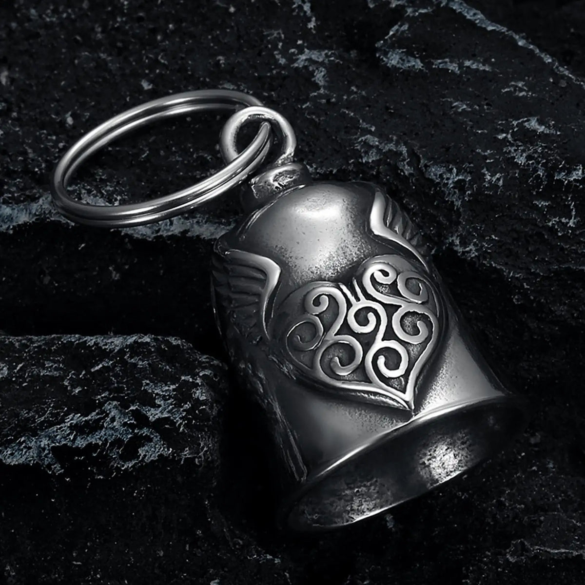 Heart Wing Motorcycle Bell Pendant Lucky Riding Good Luck Retro