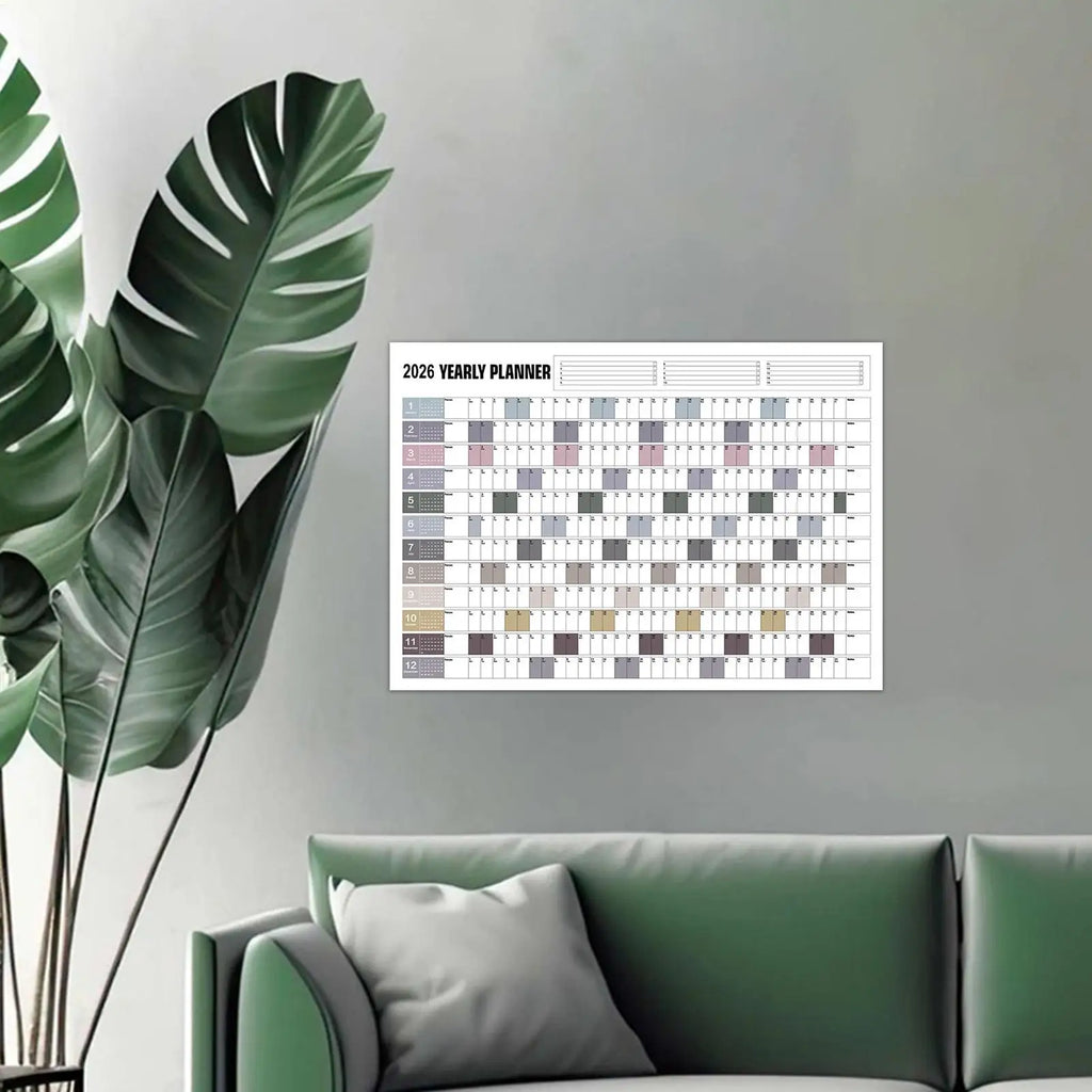 2026 Yearly Wall Calendar Poster with Stickers | Large Planner