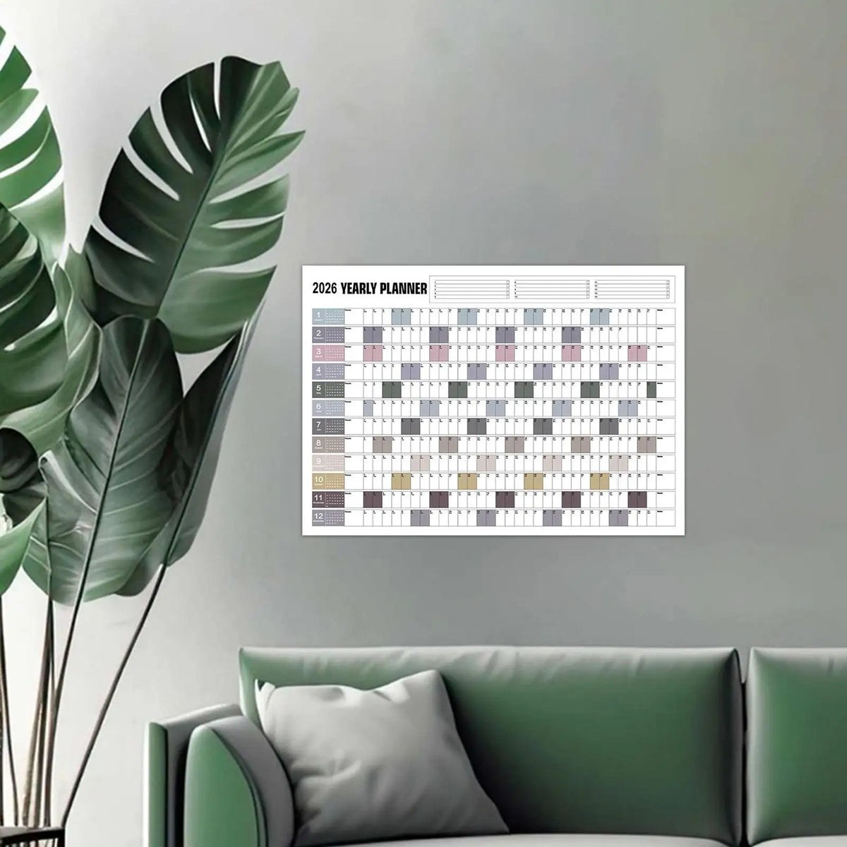 2026 Yearly Wall Calendar Poster with Stickers | Large Planner