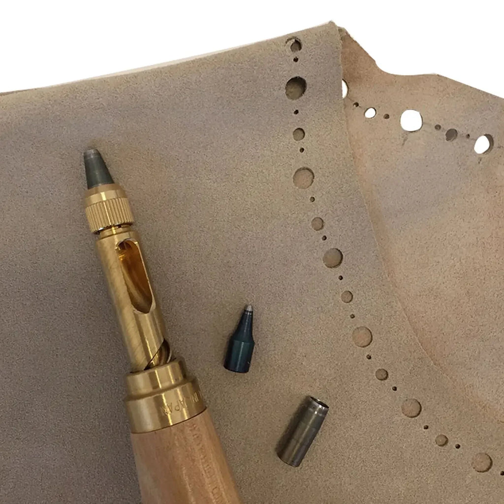 Auto Screw Punch Leather Tool – 6 Sizes 1.5–4mm Removable Tips