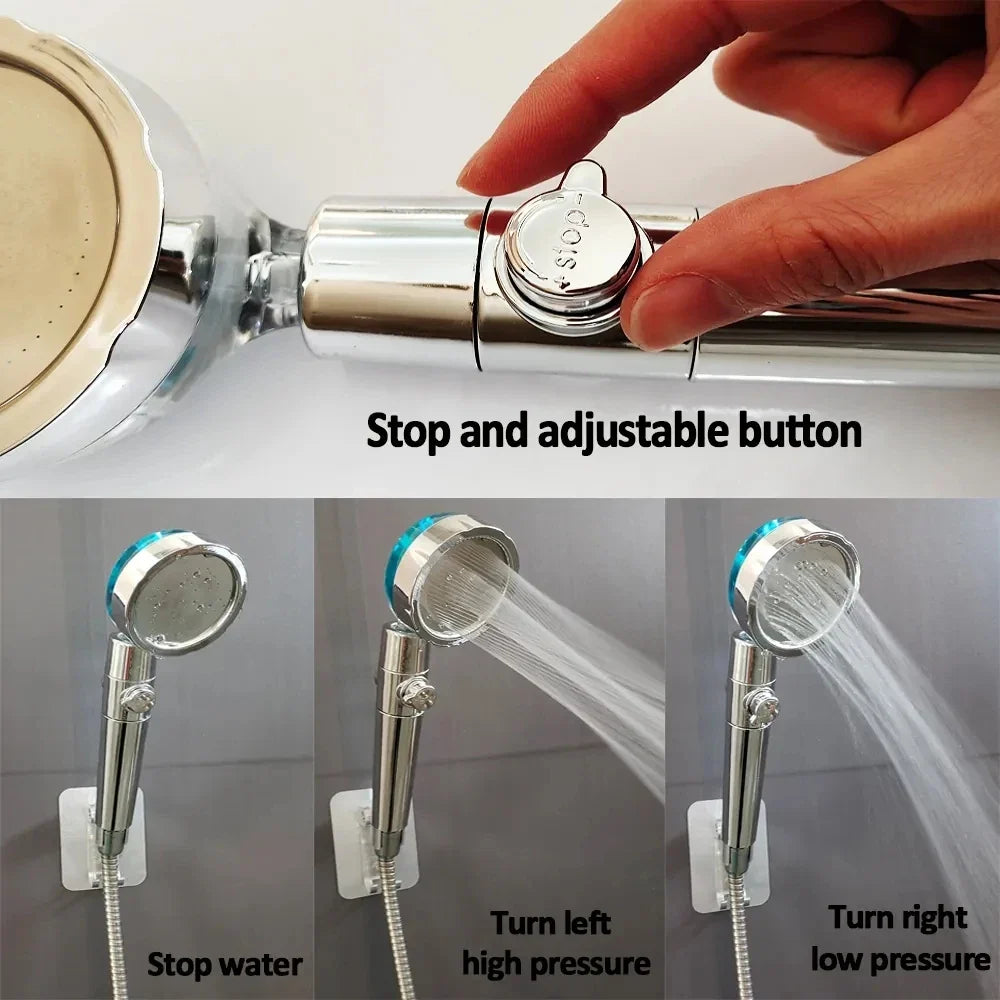 High-Pressure Turbo Shower Head | Filter & Water-Saving Button