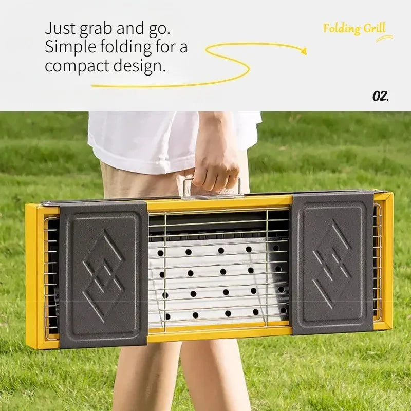 Portable Foldable Charcoal BBQ Grill – Camping & Picnic Rack