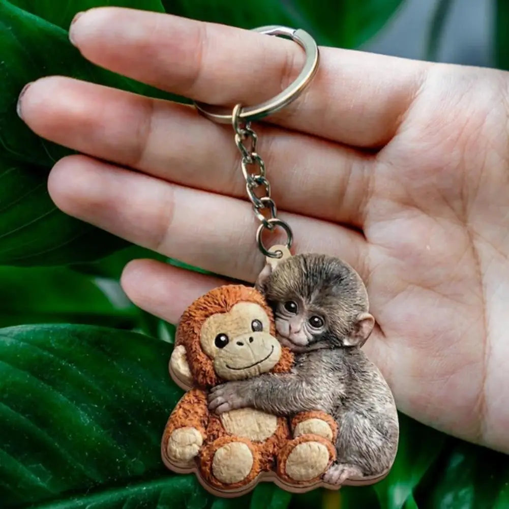 Punch Monkey Acrylic Keychain – Cute 2D Bag Charm Gift