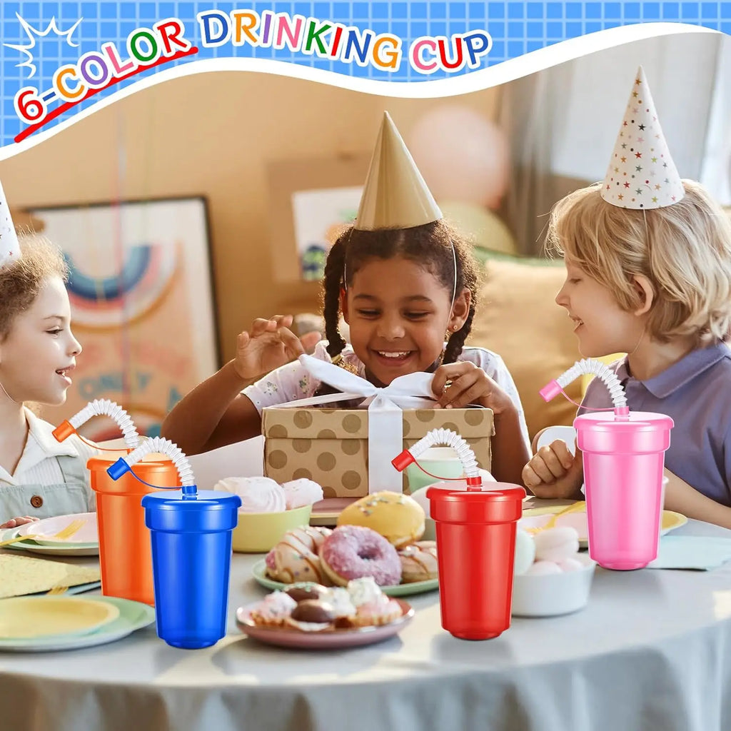 Colorful BPA-Free Straw Cups with Leak-Proof Lids | Kids & Party