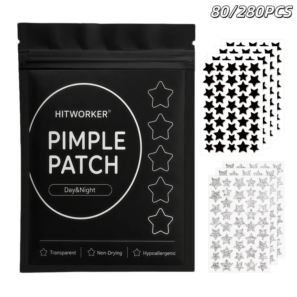 Star Hydrocolloid Spot Patches 80/280pcs – Day & Night Skin Care