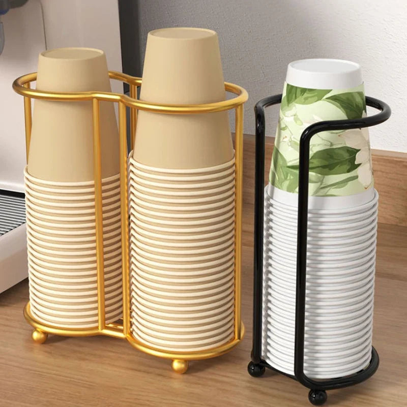 Desktop Paper Cup Holder – Iron Dispenser & Storage Rack