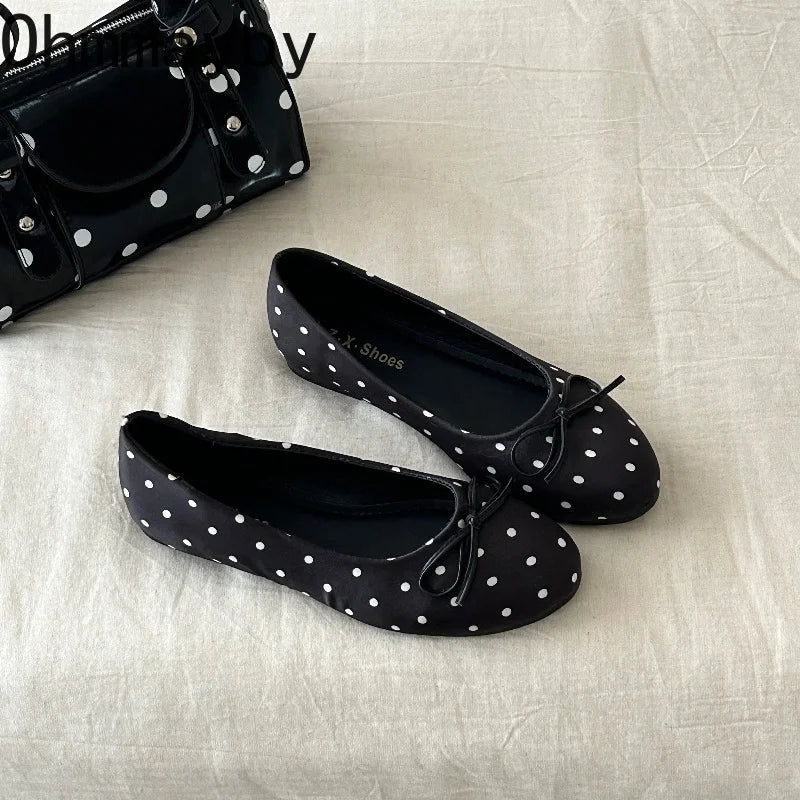 Polka Dot Women's Ballet Flats – Soft Sole Slip-On Dress Shoes