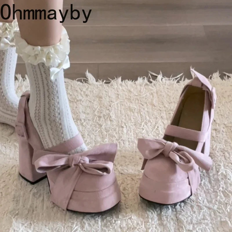 Women's Lolita Platform Mary Jane Pumps | Square Heel Party Shoes