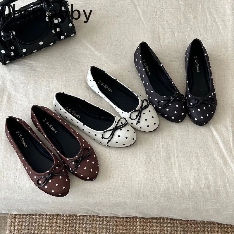 Polka Dot Women's Ballet Flats – Soft Sole Slip-On Dress Shoes