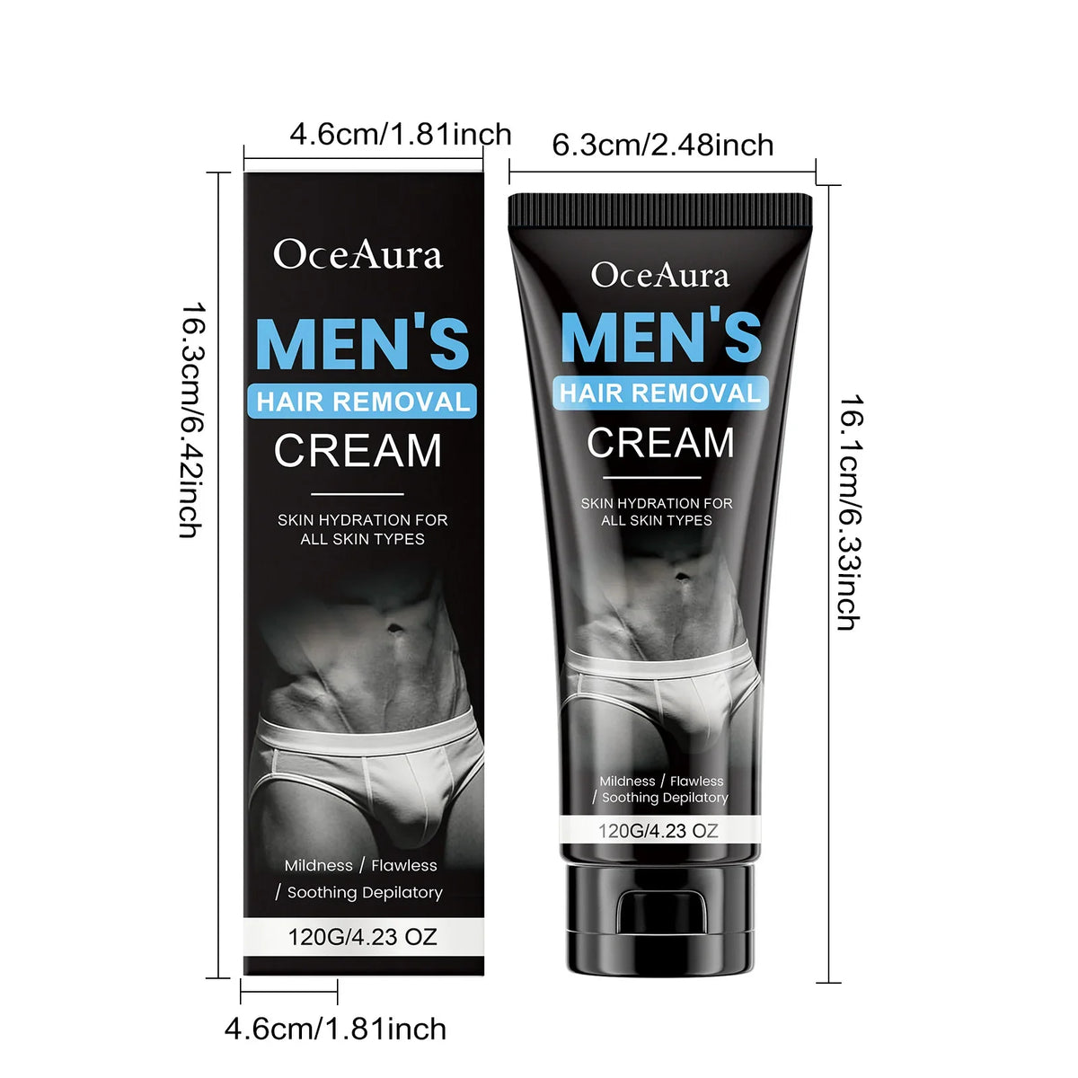 OceAura Men's Painless Hair Removal Cream – Body Depilatory
