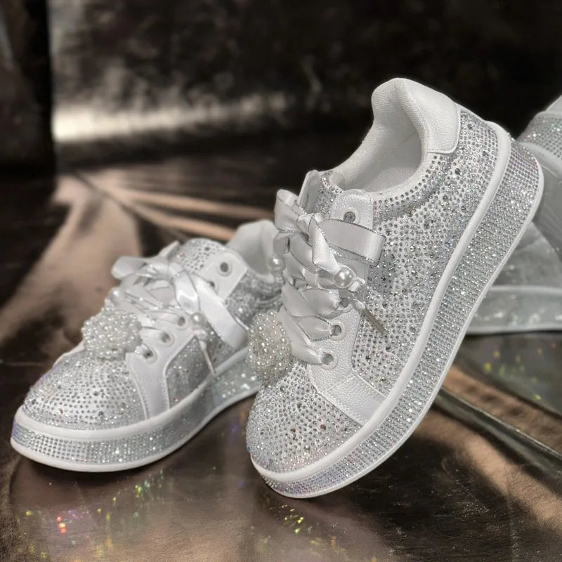 UXST Women's Rhinestone Platform Sneakers | Luxury Casual Shoes
