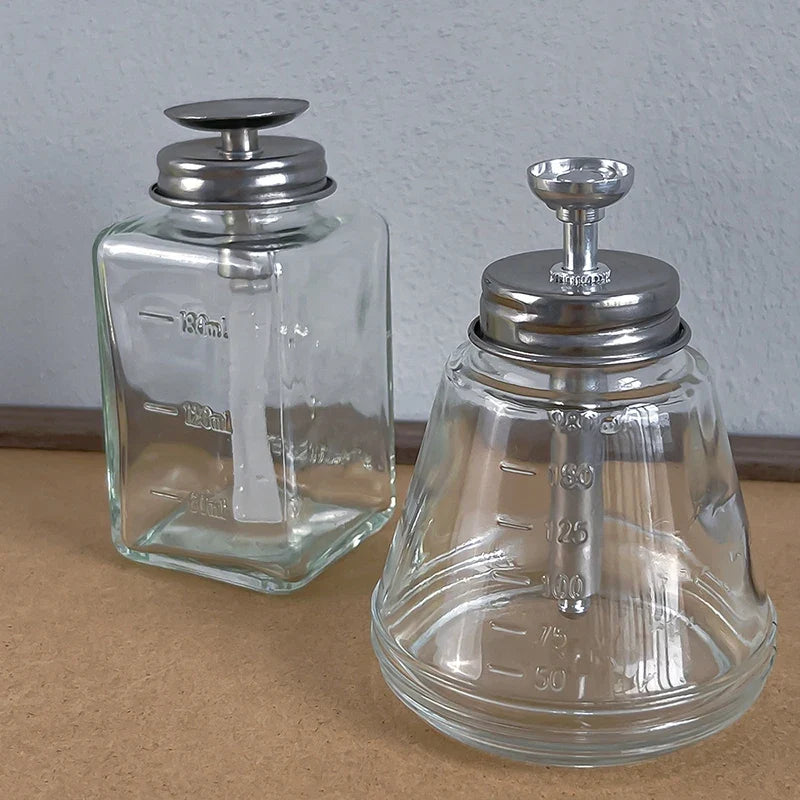 180ml Glass Push-Down Pump Dispenser | Refillable Nail Remover Bottle