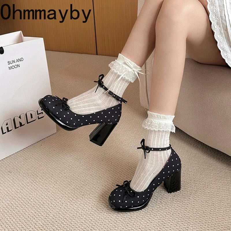 Women's Mary Jane Pumps – Butterfly-Knot Ankle Strap Heels