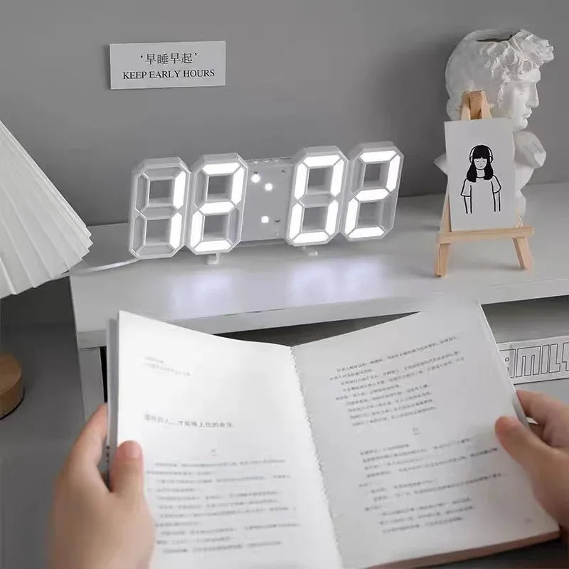 LED Digital Wall Clock – Alarm, Temp & Date | Modern Decor