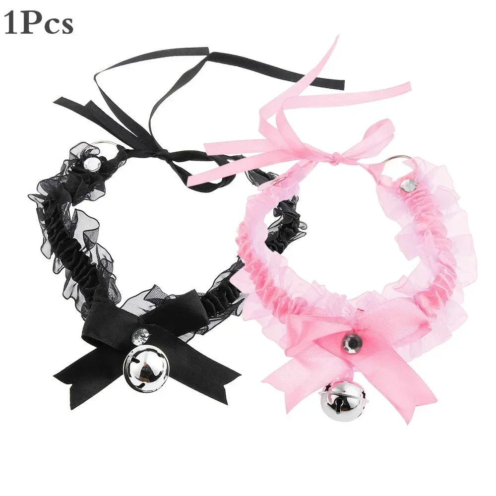 Fashion Women Gothic Simple Sexy Lace Collar Pendant Bow Knot Bell