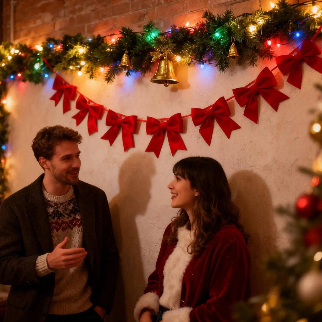 Christmas Velvet Garland Banner | Mantel Fireplace Stair Decor