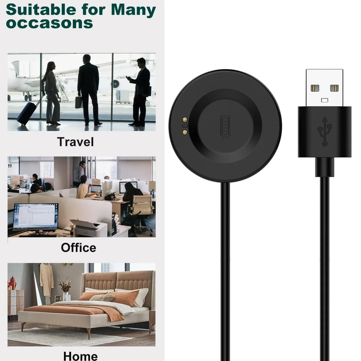 Magnetic Charging Cable for iTECH Fusion 2 & 3 Smartwatch 1m