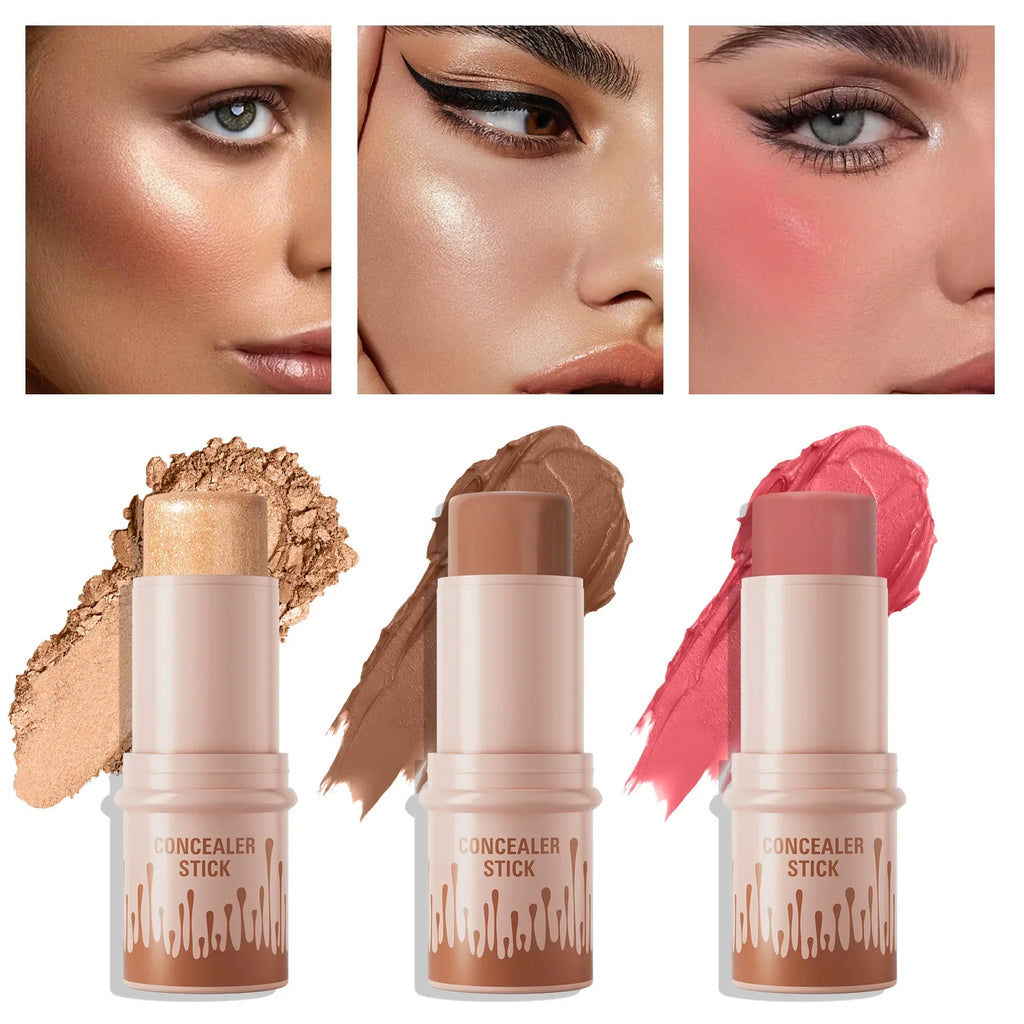 3-Piece Cream Contour Set – Contour, Highlight & Blush Sticks