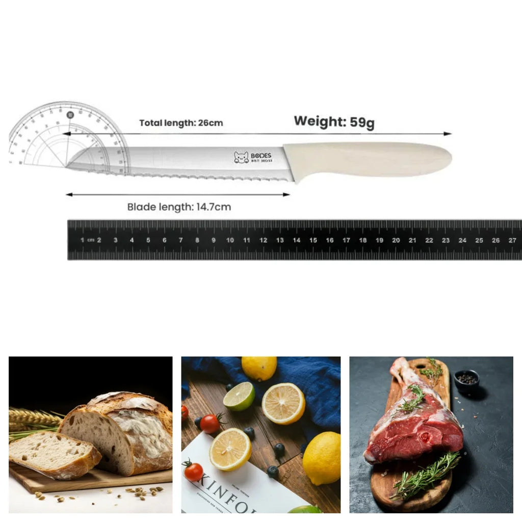 Serrated Bread Knife – Stainless Steel Baguette & Toast Slicer