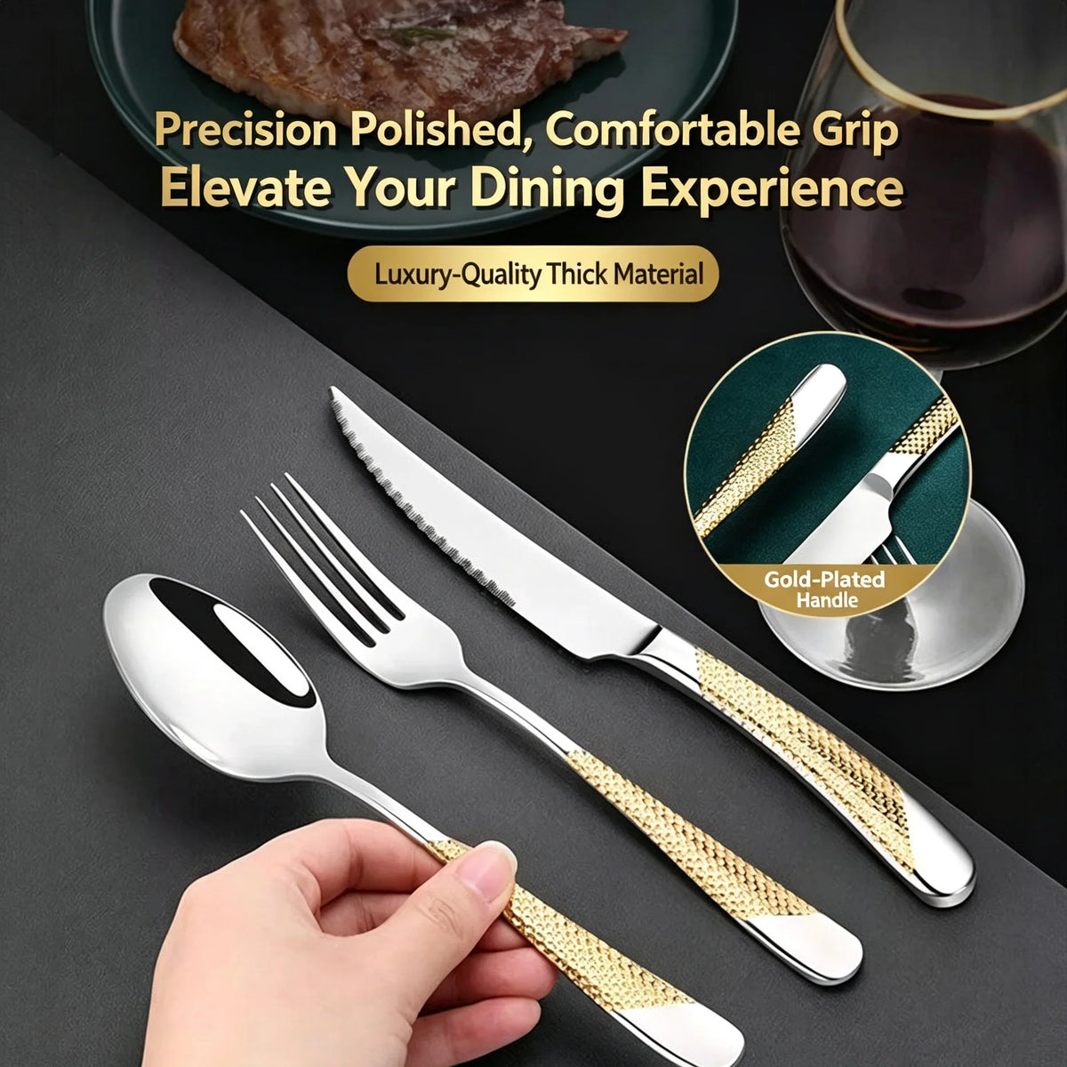24-Piece Stainless Steel Flatware Set – Knives, Forks & Spoons