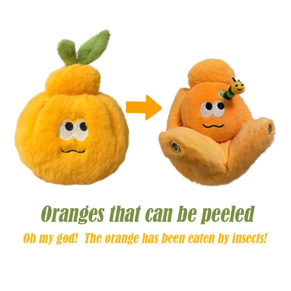 Peeled Orange Plush Keychain – Cute Stuffed Fruit Toy Gift