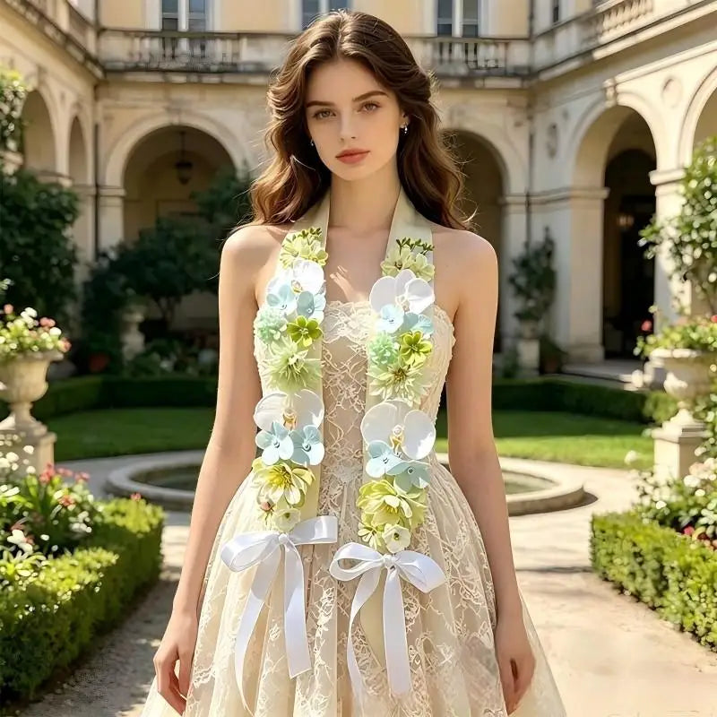 Handmade Satin Flower Graduation Sash | Floral Lei Gift