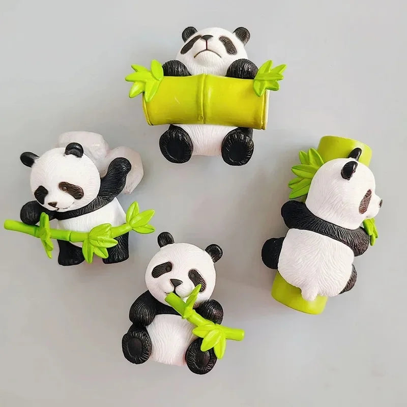 6-Piece Cartoon Animal Resin Fridge Magnets – Cute Panda Set