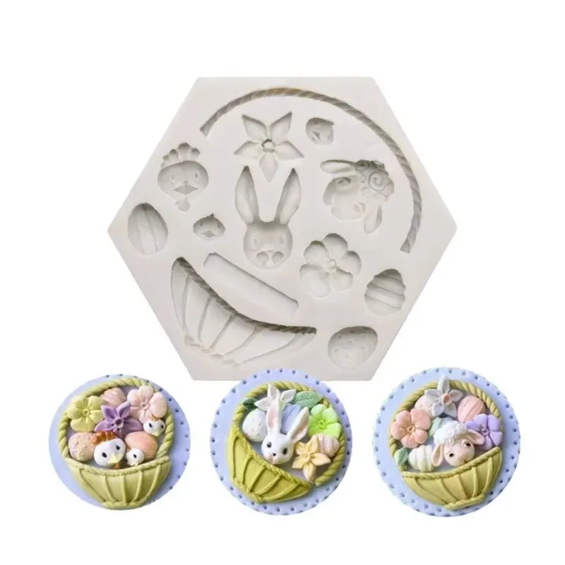Easter Rabbit Handmade Mold 3D Silicone Egg Flower Fondant Chocolate