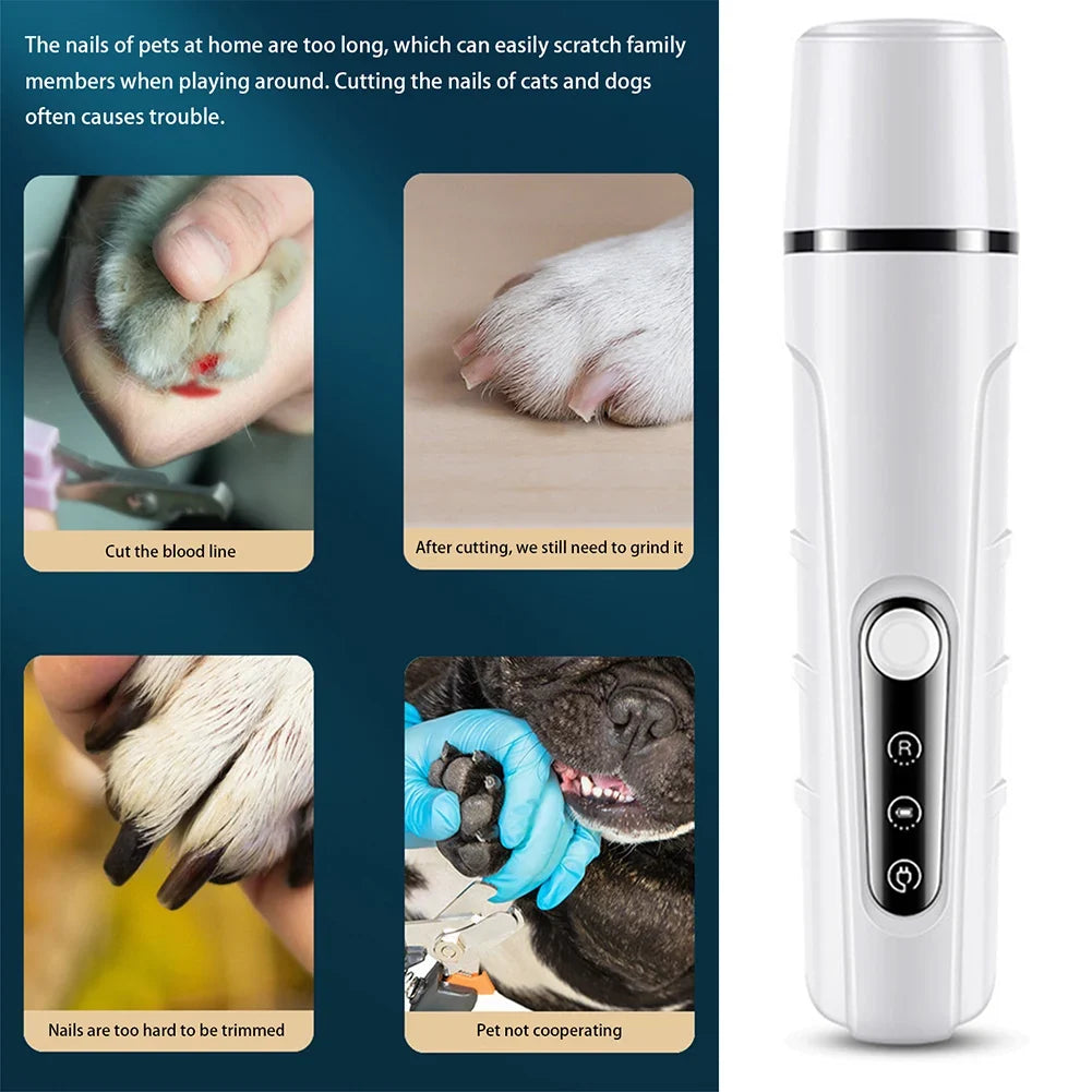 Electric Pet Nail Grinder with LED Light | 3-Speed USB Rechargeable