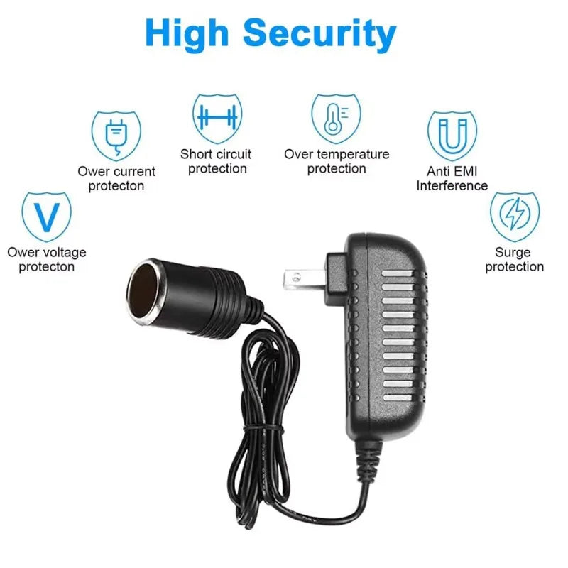 AC to DC 12V Car Cigarette Lighter Socket Power Adapter – US Plug