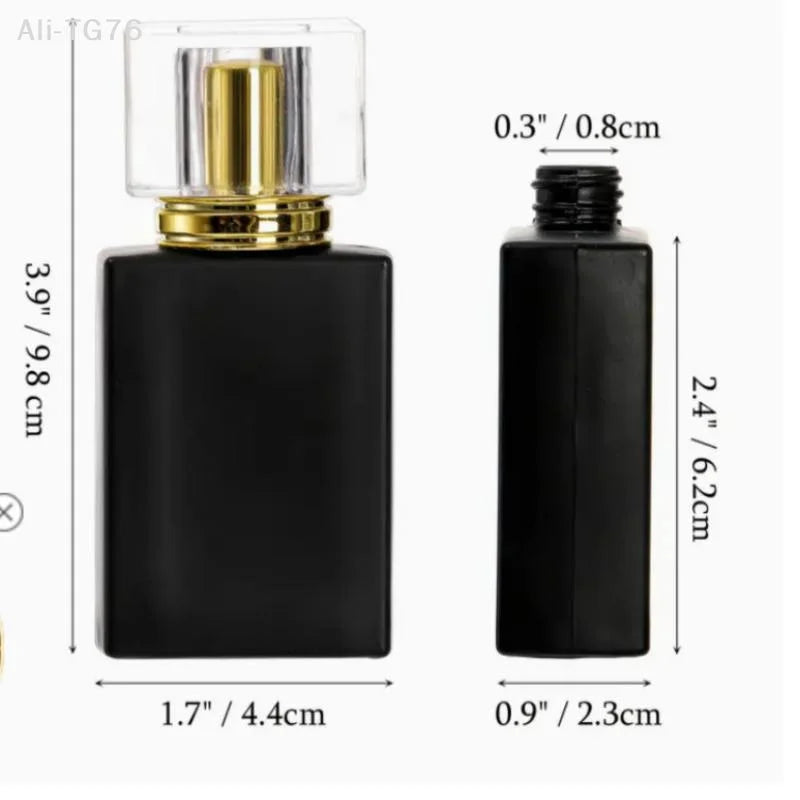 Matte Black Glass Perfume Spray Bottle 30ml 50ml Refillable