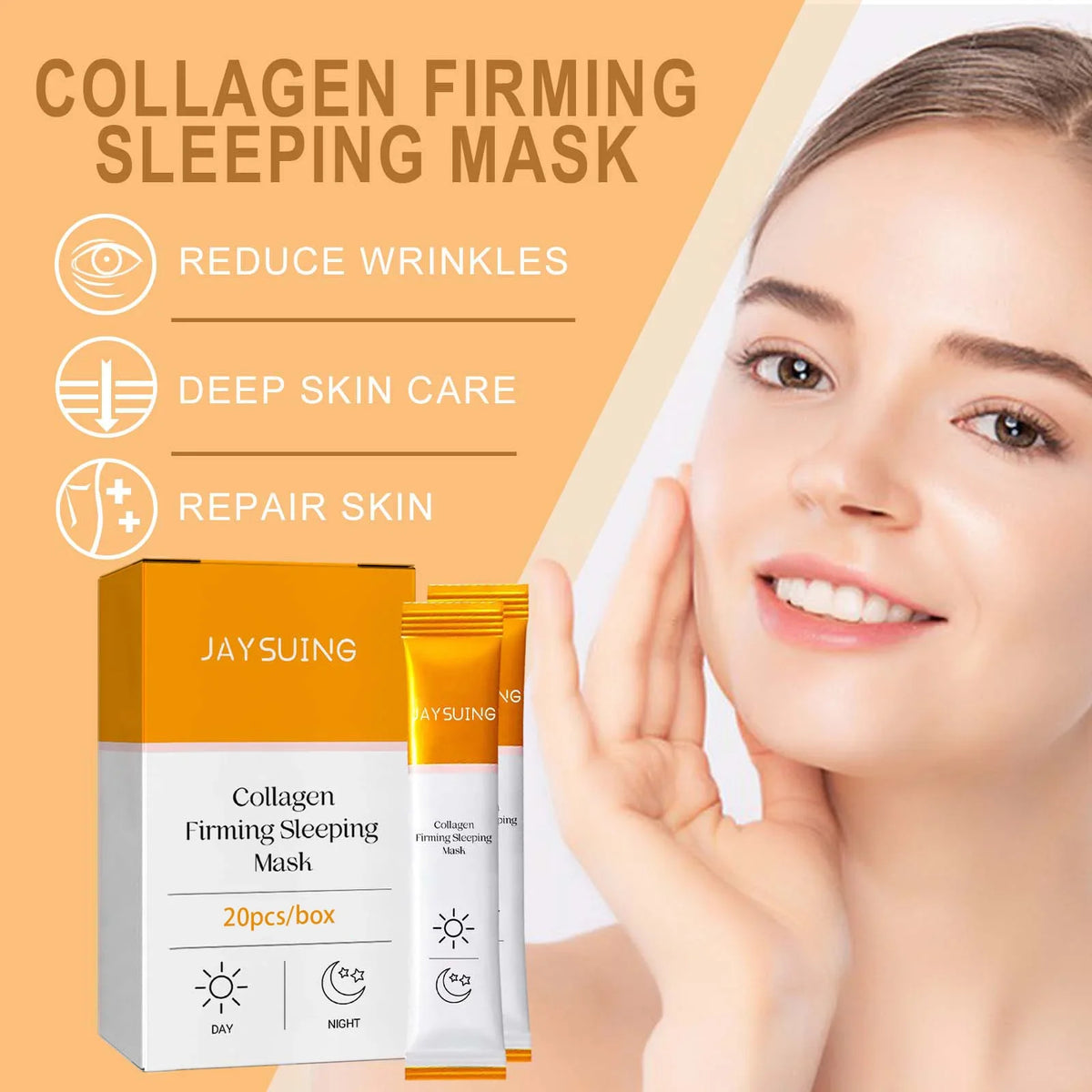 Jaysuing Collagen Sleep Mask – Hyaluronic Acid, 20pc