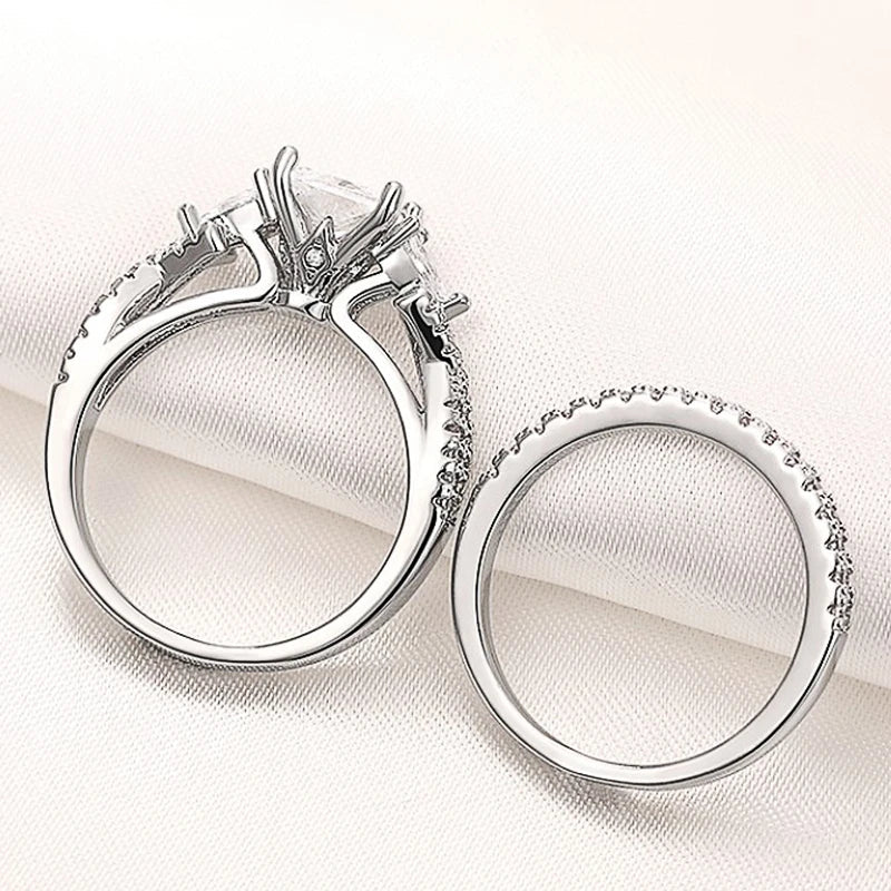 Huitan 2-Piece Bridal Ring Set – Cubic Zirconia Wedding Rings
