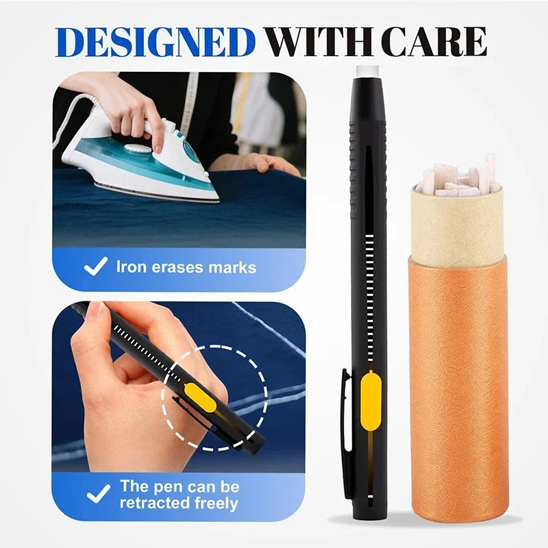 Heat-Erasable Fabric Marker Pens – 2 Pens & 20 Refills