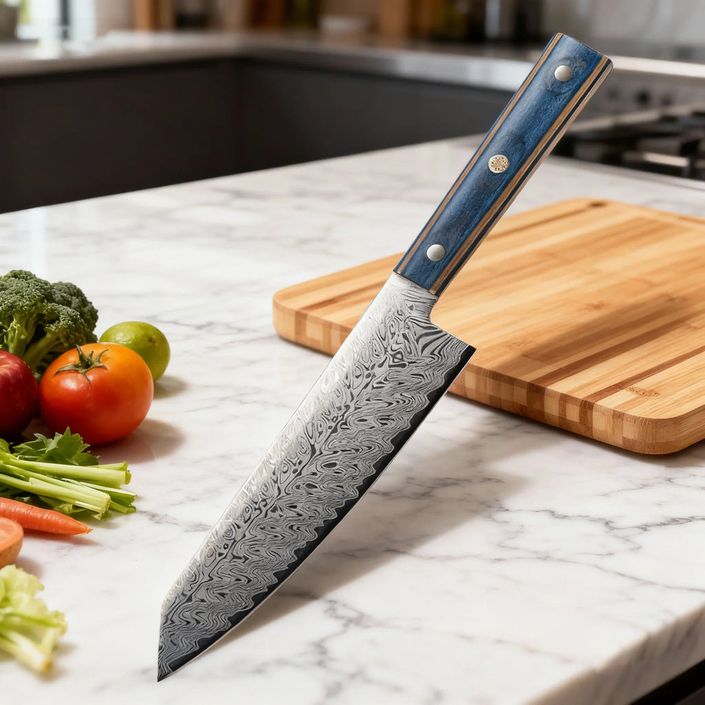 Damascus Steel Chef's Knife – 20cm Japanese-Style Kitchen Cleaver