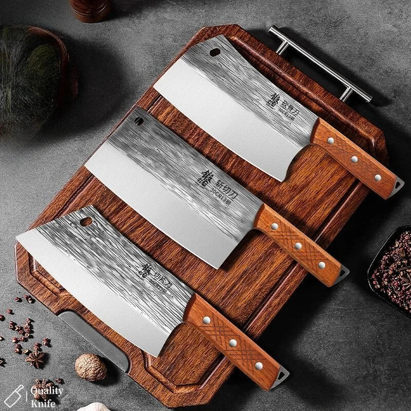 PLYS Forged Meat Cleaver & Slicing Knife Set – Stainless Steel