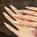 Pink Cat's Eye French Press-On Nails | Bow Almond Ballet 10pcs