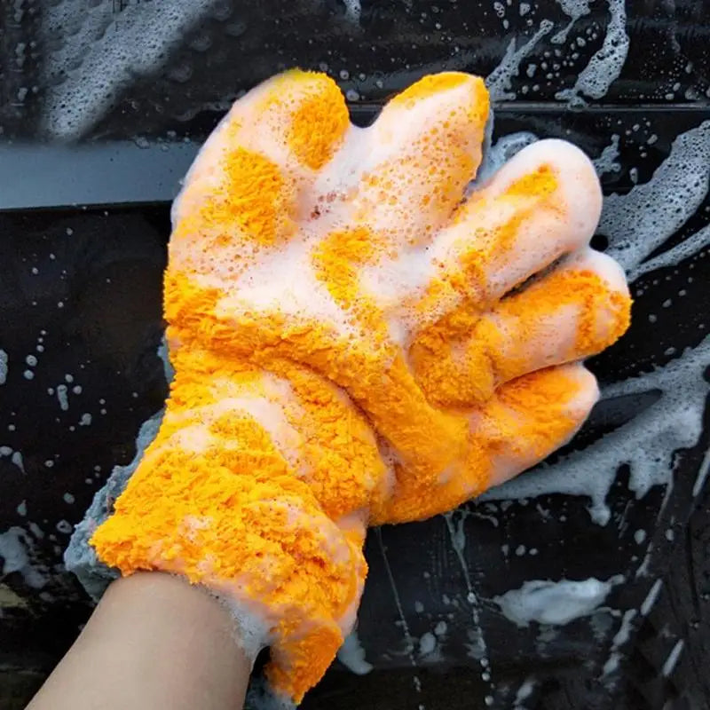 Double-Sided Coral Fleece Car Wash Mitt – Scratch-Free Glove