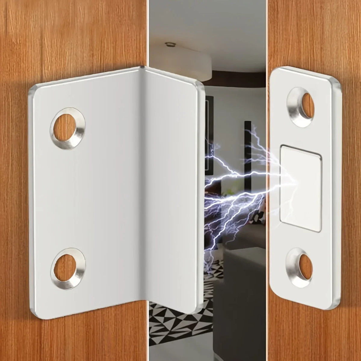 Punch Door Stopper Strong Magnetic L-shaped Closet Closer Ultra Thin