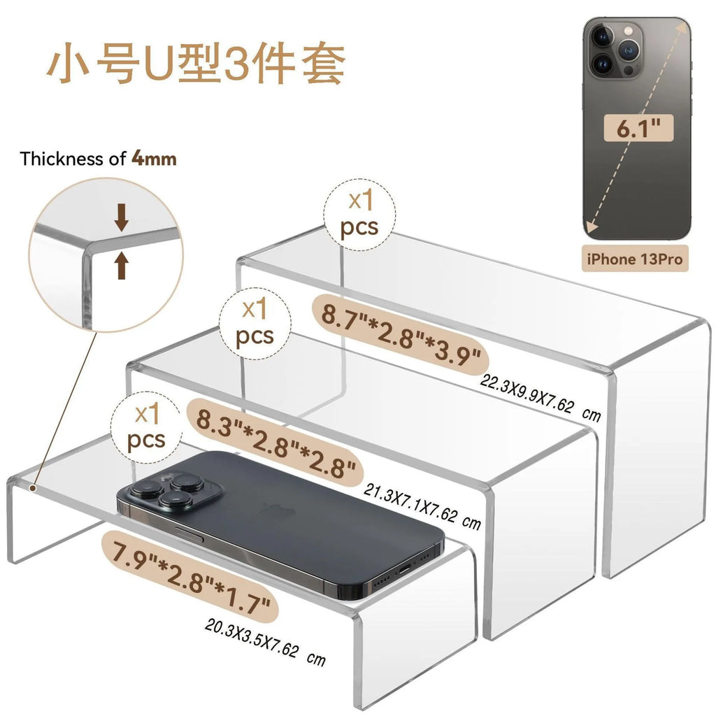 Acrylic U-Shaped Stackable Shelf | Figurine & Pastry Organizer