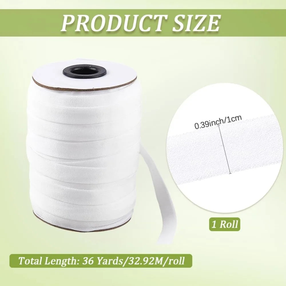 Polyester Elastic Band 11mm x 36 Yards White Sewing Ribbon Roll