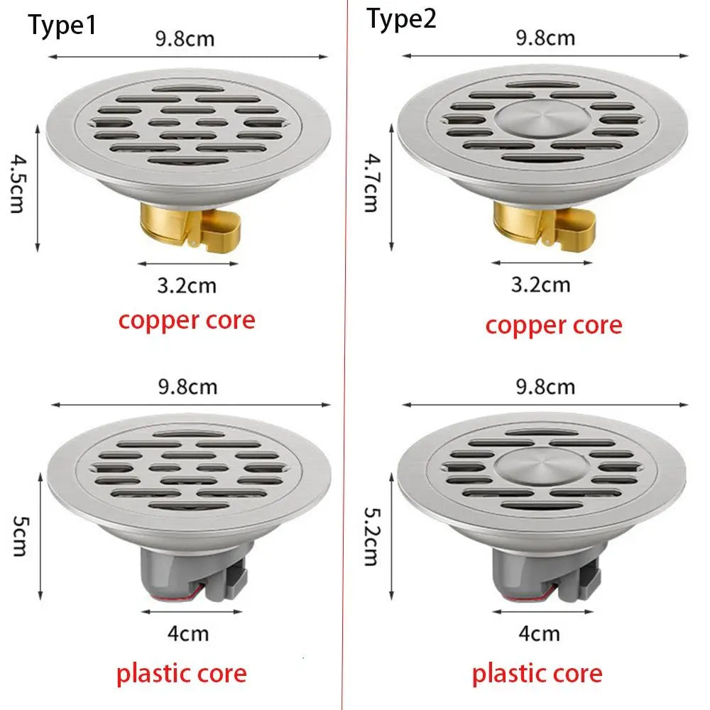 Grid Grate Cover Shower Floor Drain 304 Stainless Steel Round Sink