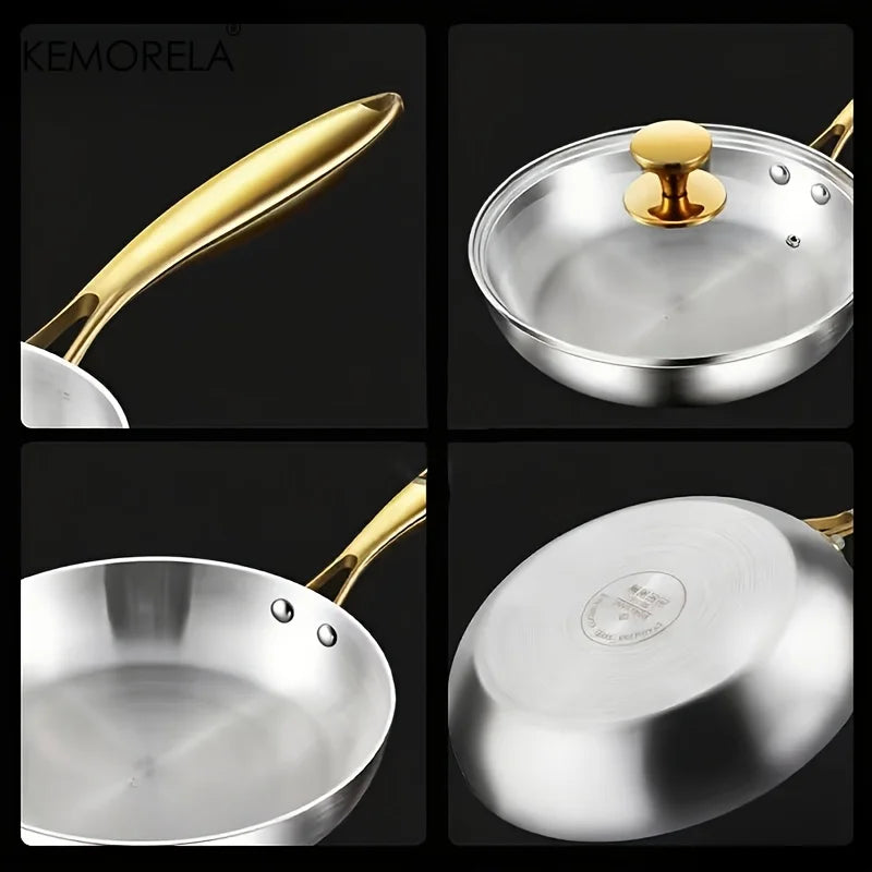 KEMORELA 316 Stainless Steel Frying Pan 7-Ply 28cm Wok