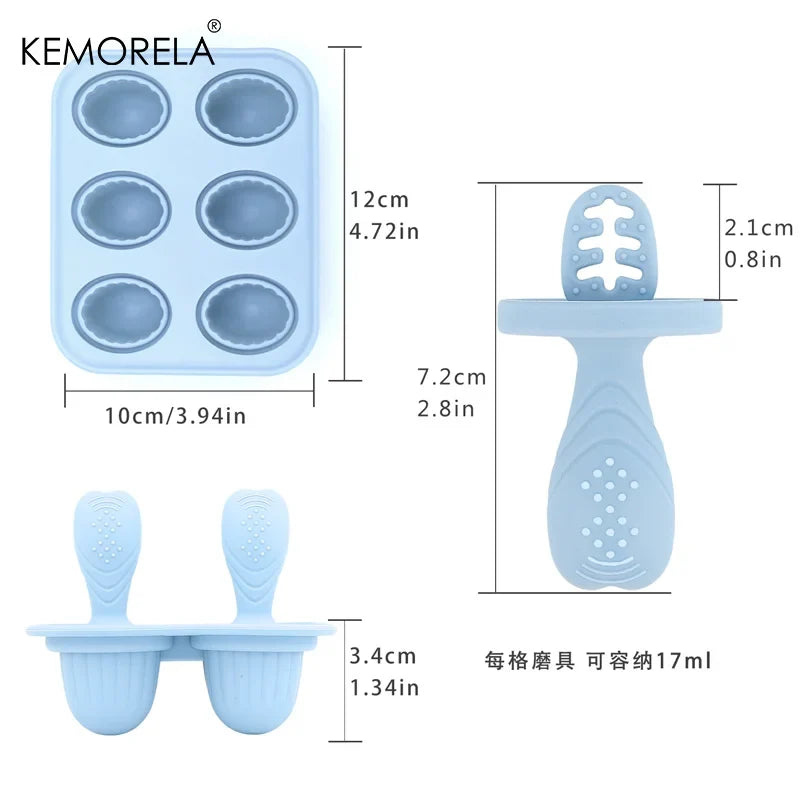 KEMORELA 6-Cavity Baby Popsicle Silicone Mold | Homemade Ice Pops